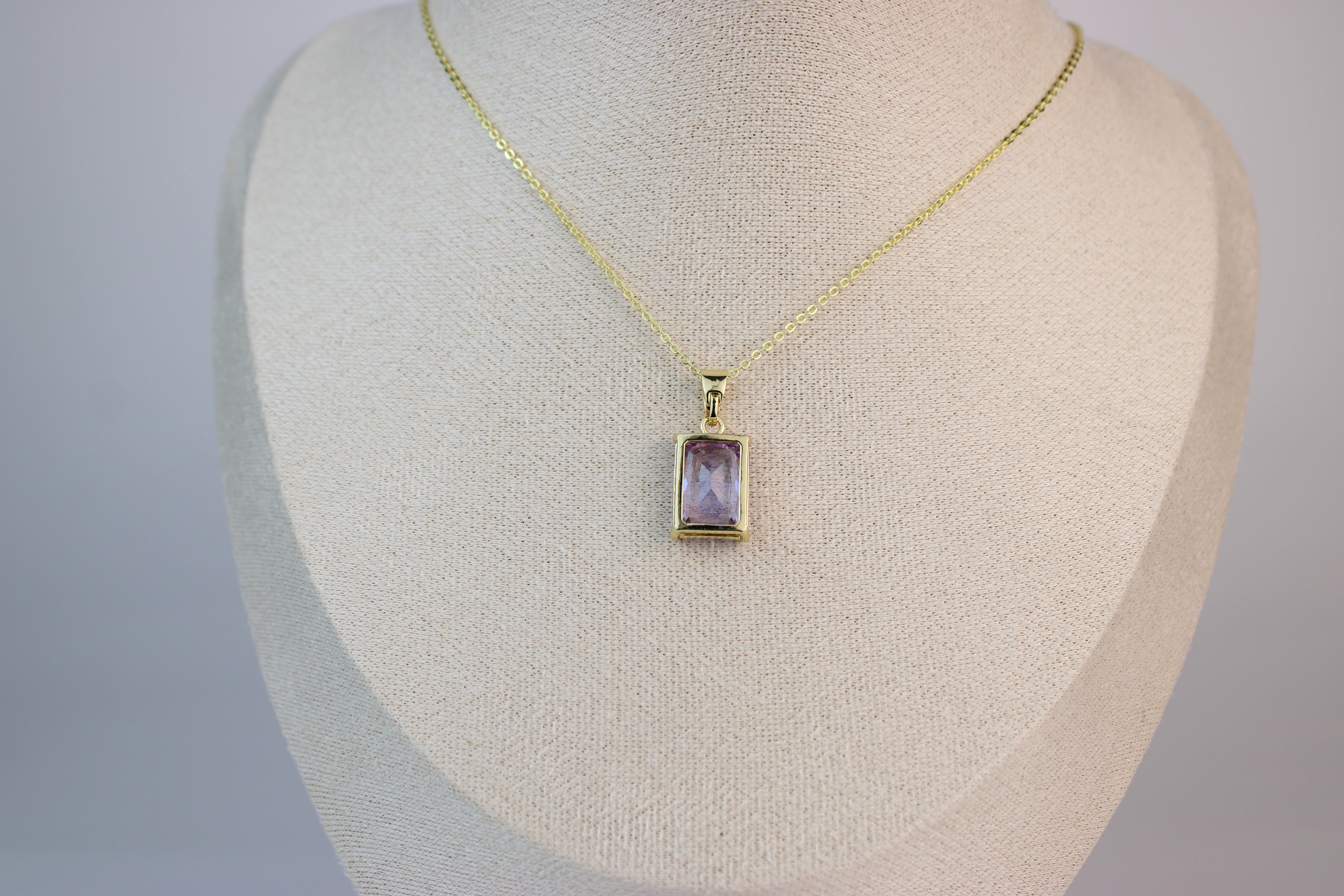 Golden Amethyst Bar Necklace