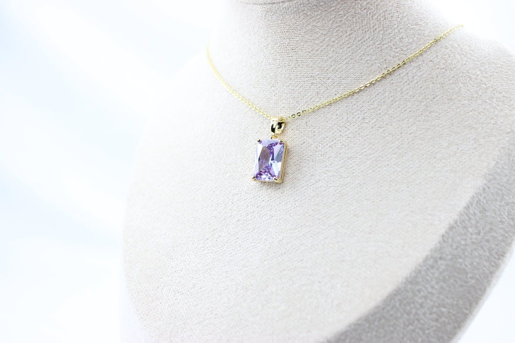 Golden Amethyst Bar Necklace