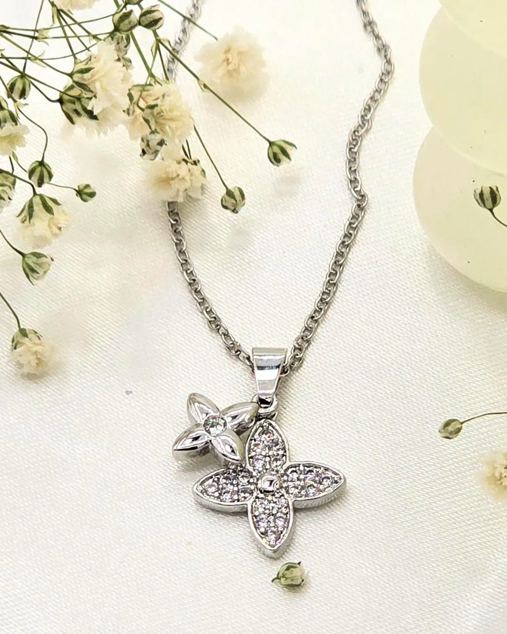 Silver Blossom Spark Necklace